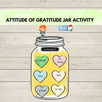 Thankful Hearts Jar Craft, Gratitude Activity Printable, Thanksgiving, SEL,
