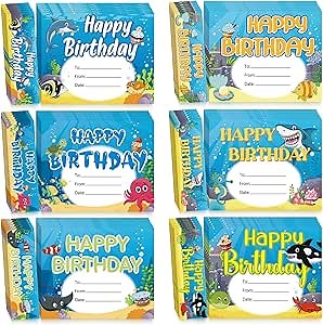 36 Pcs Birthday Certificates for Kids Classroom Happy Birthday Bookmarks Certificates for Students Happy Birthday Bookmark Birthday Cupcake Awards Cards Birthday Party Supplies(Sea Themed)