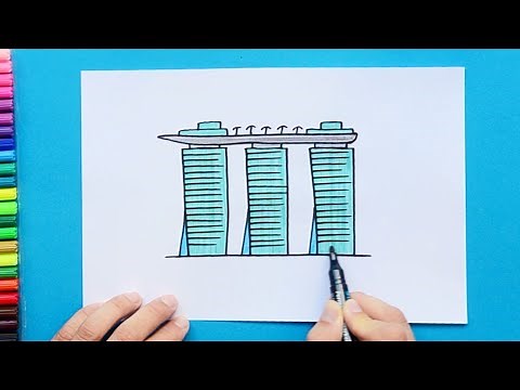 How to draw Marina Bay Sands, Singapore