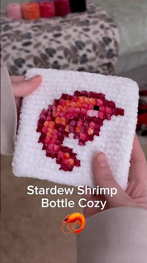 crochet & cross stitch stardew valley shrimp 🦐