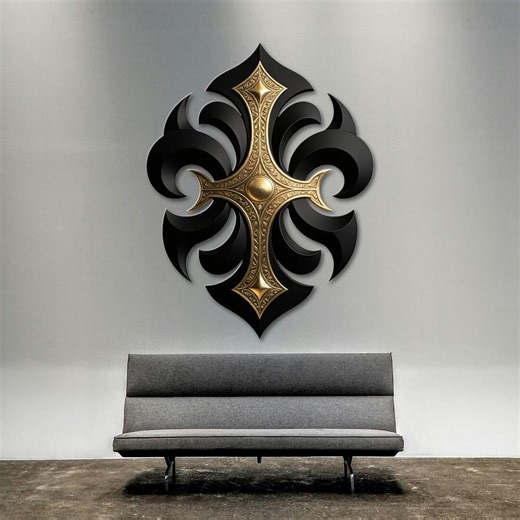 Gothic Gold Cross PNG | Ornate Black and Gold Christian Wall Decor | Religious Digital Artwork for Tattoos, T-shirts, Posters - Etsy