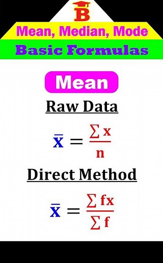 Mean, Median, Mode Basic Formulas