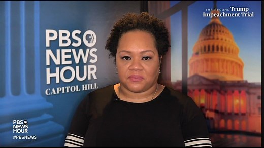 WATCH: Yamiche Alcindor describes a Senate chamber “louder than I’d ever heard it before” with Senators laughing during an 11-minute video of politicians saying the word “fight” from former President Trump’s impeachment defense team. | PBS NewsHour