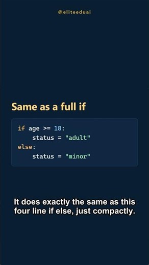 Python Ternary (one-line if/else) in 40s 🐍 #python #coding