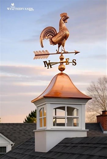 A classic farm icon in pure copper the Barn Rooster Weathervane completes your home.