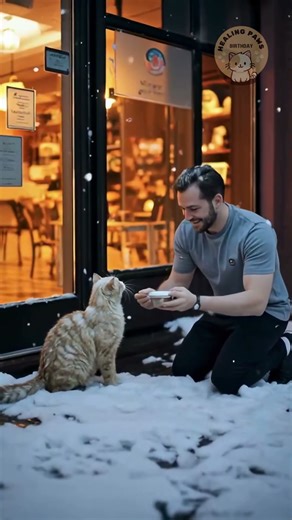Hungry Crying Cat in the Snow 😿 Rescued by Kind Stranger