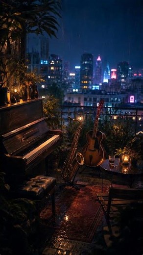 Rooftop Trio · City Lights in the Rain 🌧️ Rainy Jazz Noir | Vintage Jazz & Rain Ambience #shorts