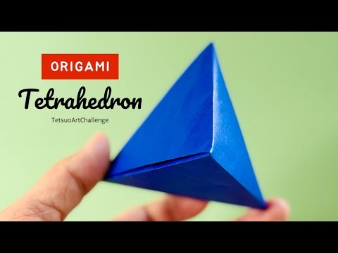 How to Make Origami Tetrahedron Triangular Pyramid Geometry 3D Shape | No-Glue No-Scissors