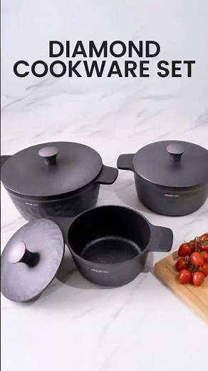 🍳 Everyday Cooking Made Better | Arshia 16-Piece Gray Diamond Cookware Set ✨