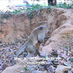 OH! 😮🙈 The wild monkey kidn🙈per and hugger, Little Newton, runs and climbs up the height of the tree Watch full Story in first comment | Cute monkey family