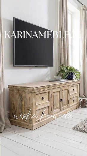 Meble rustykalne – niska komoda drewniana Milford | Karina Meble Indyjskie