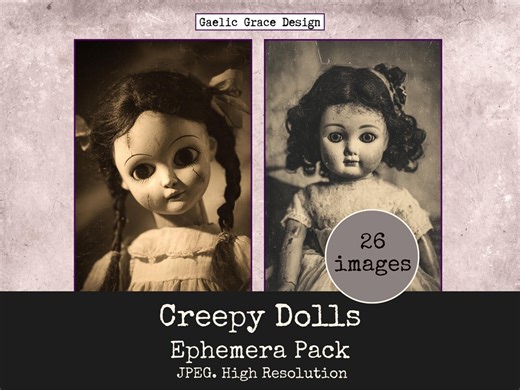 Creepy Dolls Halloween Ephemera Bundle: Haunted Antique Photos, Printable, JPG, Digital Download - Etsy