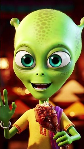 alien eat chiken