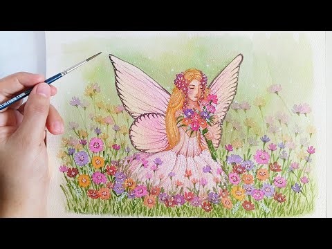 I Tried to Paint a Pink Fairy using Watercolor 🧚 🌸 Watercolor Painting 🎨