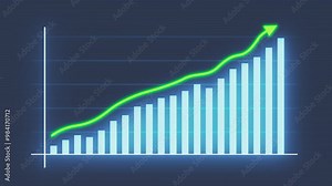Business Growth And Success Background/ Animation of a business background with earnings statistics and rising arrow with bars and screen effect