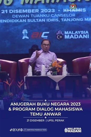 [VIDEO] Anugerah Buku Negara 2023 & Program Dialog Mahasiswa Temu Anwar Zambry Abd. Kadir Mustapha Sakmud #MalaysiaMADANI | Kementerian Pendidikan Tinggi