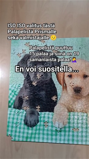 Palapelistä puuttuu 15 palaa ja on 19 tuplaantunutta palaa!🫤 ‪@clementoni‬‪@prisma_official‬