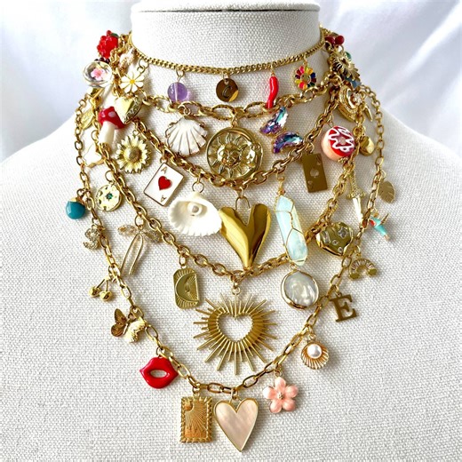 18K Gold Personalized Charm Necklace, 2500  Charms, Gift Build Your Own Necklace, Celestial & Vintage Options, Custom for Her - Etsy