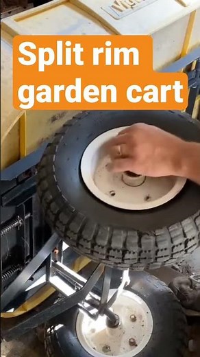 Changing a tire on a split rim garden cart￼