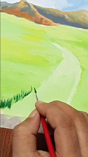 Easy Poster Color Landscape Painting | Step by Step for Beginners #Shorts