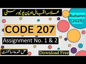 ⏩ AIOU Code 207 Solved Assignment No.1 & 2 Autumn 2025 || Subject: English – I || Level: Matric