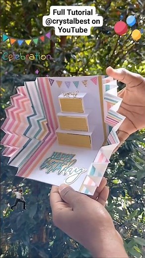 🎂 Birthday Card with a 3D Pop- Up Cake inside! #diy #birthday #cards #handmade