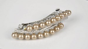 Chargances Vintage Pearl Hair Clips Rhinestone Hair Barrette French Crystal Double Clasp Barrette Decorative Wedding Bridal Hair Accessories for Women Girls (Champagne)