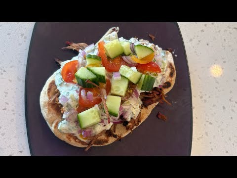 Homemade Lamb Gyros with Tzatziki Sauce and Garlic Hummus