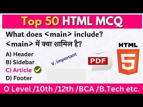 Top 50 HTML MCQs || Most Important HTML MCQs