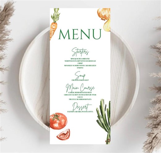 Pop up Event Dinner Menu, Elegant Party Menu (editable Template)(4x9in) - Etsy