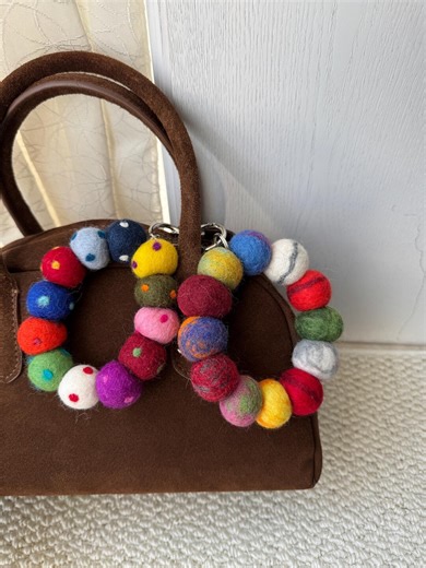 Handmade Felt Ball Bag Charm – Keychain & Wrist Strap, Plush Bag Accessory, Personalized Warm Style - Etsy
