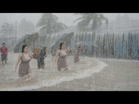 SCARY ! !🌧️⚡ Extreme Thunderstorms and Heavy Rain in Indonesia 🌧️⚡ Village Rain ASMR