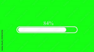 loading progress bar indicator with increasing 0 to 100 percentages isolated on green screen, ui animation for load, wait concept