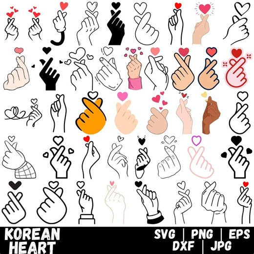 Korean Finger Heart SVG, K-pop Love Sign Clipart (digital Files) - Etsy