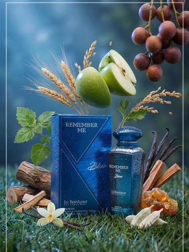 Remember Me Blue is a fragrance that embodies elegance and modernity, weaving together vibrant freshness and warm depth in a captivating composition.