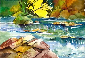 Watercolor for Beginners: Rushing River