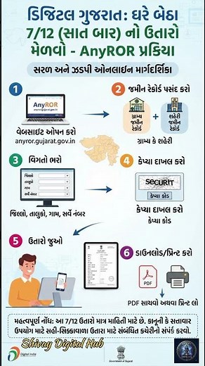 ઓનલાઈન AnyRoR પરથી 7/12 ના ઉતારા મેળવવા નો પ્રક્રિયા