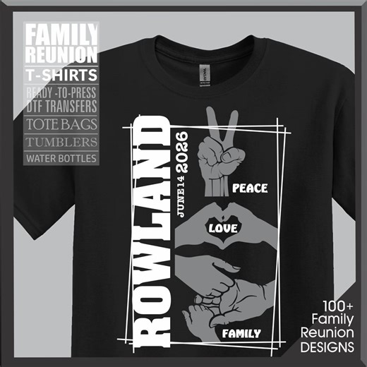 100  Family Reunion T-shirt Designs -peace/love/family - Dtfs - Tote Bags - Tumblers - Water Bottlers. - Etsy