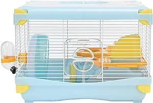 Hamster Cage Small Animal Cage 2 Layers Cage Size：14.17"(W) X10.63(L) X9.84 (H) Suitable for Hamsters up to 3.5 inch in Length