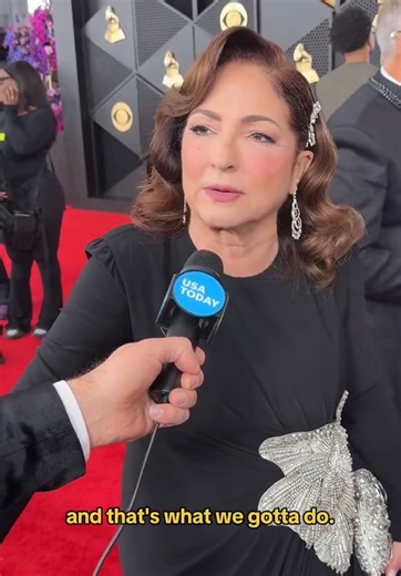 “Love gives me hope.” Gloria Estefan opens up on the #Grammys red carpet on how she keeps her optimism.