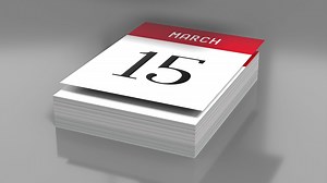 March - Rotating Paper Calendar with Flying Pages