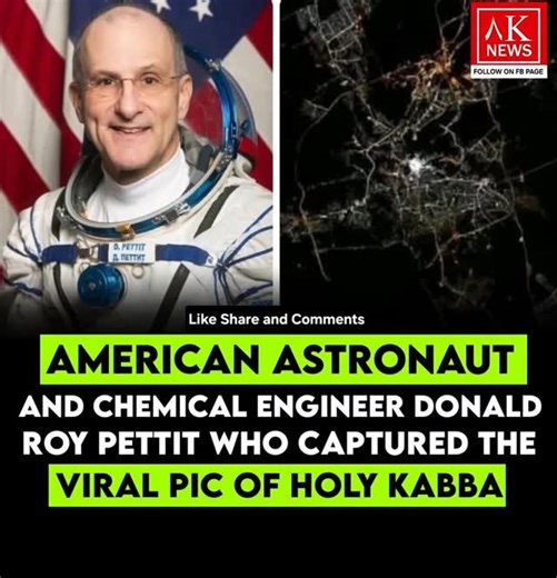 Seen from 400 km above Earth, the holy city of #Mecca illuminates the desert night — and at its heart, the #Kaaba appears as a radiant glow. #NASA astronaut Don Pettit shared the extraordinary view from the ISS, leaving viewers awestruck. 📸 astro_pettit / Instagram #SaudiArabia #mecca #space #ISS #kaaba | AK NEWS