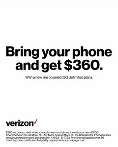 2.7K reactions · 150 shares | Get $360 when you join Verizon, the network America relies on. With a new line on select 5G Unlimited plans. | Verizon | Facebook