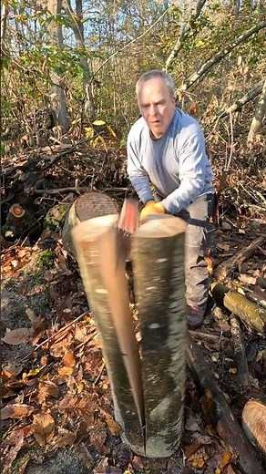 Quartering a #Log with a #Splitting #Axe