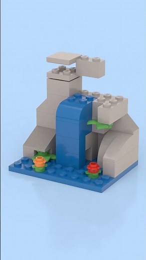 LEGO Mini Waterfall Diorama 🌊🧱 Satisfying Nature Build 🌿✨ #legoshorts #legomoc #legoanimation