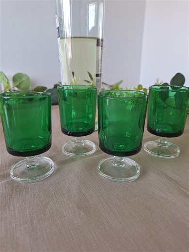 Luminarc Vintage France Emerald Green Liquer Glasses Set of 4 - Etsy