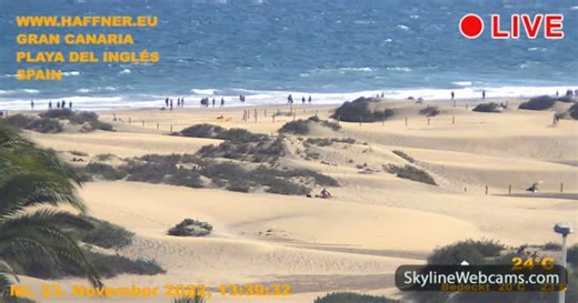 【LIVE】 Live Cam Gran Canaria - Playa del Inglés | SkylineWebcams