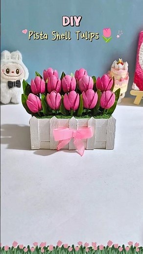 DIY Pista Shell Tulips Flowers 🌷 #shorts #diy #craft #handmade #pistashellcrafts