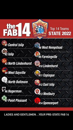 5.8K views · 68 reactions | Here it is, your Pre-State drill Fab 14 and the teams to look out for this Saturday! Watch LIVE on YouTube and Facebook! | NYSFDdrillteams | Facebook