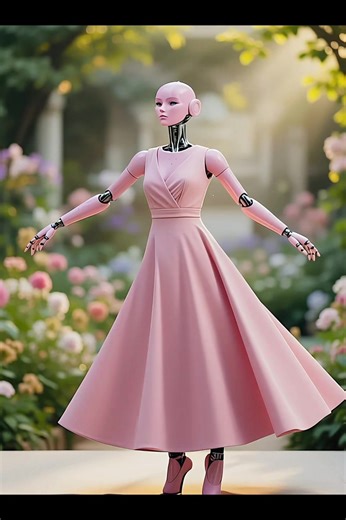 PINK BALLEERINA ROBOT Under the mirrored glow of a moon that never sets, the female robot in her flowing pink ballerina gown spins with serene precision - metal and magic entwined in a dance older than time. Every rotation shimmers with whispers of forgotten stars, her movements soft as code, graceful as prophecy. In her presence, the air hums like a secret being kept. ✨💫🤖 #CyberMystic #AIEnchantment #FuturisticBallet #RoboGoddess #EtherealMotion Robot. Female Robot. Humanoids. Ballerina Robot